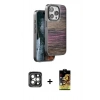 MARSİLYAN™- iPhone 15 Pro Max Kılıf Atlas Minimal Özel Seri - Siyah Buffer Cam Ekran Koruyucu + PVD Metal Kamera Lens - GI