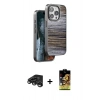 MARSİLYAN™- iPhone 15 Pro Max Kılıf Atlas Minimal Özel Seri - Siyah Buffer Cam Ekran Koruyucu + Raze Metal Kamera Lens - TMGI
