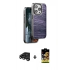MARSİLYAN™- iPhone 15 Pro Max Kılıf Atlas Minimal Özel Seri - Siyah Buffer Cam Ekran Koruyucu + Raze Metal Kamera Lens - TMGI