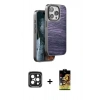 MARSİLYAN™- iPhone 15 Pro Max Kılıf Atlas Minimal Özel Seri - Siyah Buffer Cam Ekran Koruyucu + PVD Metal Kamera Lens - SH