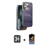 MARSİLYAN™- iPhone 15 Pro Max Kılıf Atlas Minimal Özel Seri - Siyah Buffer Hayalet Cam Ekran Koruyucu + PVD Metal Kamera Lens - GI
