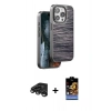 MARSİLYAN™- iPhone 15 Pro Max Kılıf Atlas Minimal Özel Seri - Siyah Buffer Hayalet Cam Ekran Koruyucu + Raze Metal Kamera Lens - TMGI