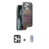 MARSİLYAN™- iPhone 15 Pro Max Kılıf Atlas Minimal Özel Seri - Siyah Joko Magic 5D Cam + PVD Metal Kamera Lens - GS