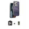 MARSİLYAN™- iPhone 15 Pro Max Kılıf Atlas Minimal Özel Seri - Siyah Joko Magic 5D Hayalet Cam + PVD Metal Kamera Lens - TU