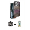 MARSİLYAN™- iPhone 15 Pro Max Kılıf Atlas Minimal Özel Seri - Siyah Polymer Nano Ekran Koruyucu + PVD Metal Kamera Lens - TU