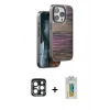 MARSİLYAN™- iPhone 15 Pro Max Kılıf Atlas Minimal Özel Seri - Siyah Polymer Nano Ekran Koruyucu + PVD Metal Kamera Lens - LT