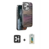 MARSİLYAN™- iPhone 15 Pro Max Kılıf Atlas Minimal Özel Seri - Siyah Polymer Nano Ekran Koruyucu + PVD Metal Kamera Lens - SH