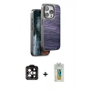 MARSİLYAN™- iPhone 15 Pro Max Kılıf Atlas Minimal Özel Seri - Siyah Polymer Nano Ekran Koruyucu + PVD Metal Kamera Lens - TU