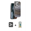 MARSİLYAN™- iPhone 15 Pro Max Kılıf Atlas Minimal Özel Seri - Siyah Polymer Nano Ekran Koruyucu + PVD Metal Kamera Lens - SH