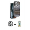 MARSİLYAN™- iPhone 15 Pro Max Kılıf Atlas Minimal Özel Seri - Siyah Polymer Nano Ekran Koruyucu + PVD Metal Kamera Lens - LT