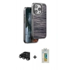 MARSİLYAN™- iPhone 15 Pro Max Kılıf Atlas Minimal Özel Seri - Siyah Polymer Nano Ekran Koruyucu + Raze Metal Kamera Lens - SH