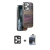 MARSİLYAN™- iPhone 15 Pro Max Kılıf Atlas Minimal Özel Seri - Siyah Vanessa Magic Cam + PVD Metal Kamera Lens - LT