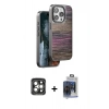 MARSİLYAN™- iPhone 15 Pro Max Kılıf Atlas Minimal Özel Seri - Siyah Vanessa Magic Cam + PVD Metal Kamera Lens - GI