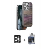 MARSİLYAN™- iPhone 15 Pro Max Kılıf Atlas Minimal Özel Seri - Siyah Vanessa Magic Cam + PVD Metal Kamera Lens - SH