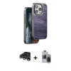 MARSİLYAN™- iPhone 15 Pro Max Kılıf Atlas Minimal Özel Seri - Siyah Vanessa Magic Hayalet Cam + Raze Metal Kamera Lens - GS