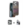 MARSİLYAN™- iPhone 15 Pro Max Kılıf Atlas Minimal Özel Seri - Siyah Vanessa Magic Hayalet Cam + PVD Metal Kamera Lens - LT