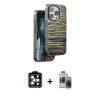 MARSİLYAN™- iPhone 15 Pro Max Kılıf Atlas Minimal Özel Seri - Siyah Vanessa Magic Hayalet Cam + PVD Metal Kamera Lens - TU