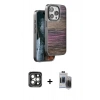 MARSİLYAN™- iPhone 15 Pro Max Kılıf Atlas Minimal Özel Seri - Siyah Vanessa Magic Hayalet Cam + PVD Metal Kamera Lens - GI