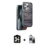 MARSİLYAN™- iPhone 15 Pro Max Kılıf Atlas Minimal Özel Seri - Siyah Vanessa Magic Hayalet Cam + PVD Metal Kamera Lens - TU