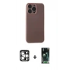 MARSİLYAN™- iPhone 15 Pro Max Kılıf Atlas Minimal Prime - Şeffaf 360 Full Body Arka Koruyucu + PVD Metal Kamera Lens - GS