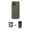 MARSİLYAN™- iPhone 15 Pro Max Kılıf Atlas Minimal Prime - Şeffaf 360 Full Body Arka Koruyucu + PVD Metal Kamera Lens - GS