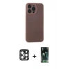 MARSİLYAN™- iPhone 15 Pro Max Kılıf Atlas Minimal Prime - Şeffaf 360 Full Body Arka Koruyucu + PVD Metal Kamera Lens - LT
