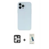MARSİLYAN™- iPhone 15 Pro Max Kılıf Atlas Minimal Prime - Şeffaf Pasifik Cam Ekran Koruyucu + Gümüş PVD Metal Kamera Lens
