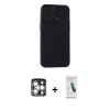 MARSİLYAN™- iPhone 15 Pro Max Kılıf Atlas Minimal Prime - Şeffaf Pasifik Cam Ekran Koruyucu + Gümüş PVD Metal Kamera Lens