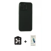 MARSİLYAN™- iPhone 15 Pro Max Kılıf Atlas Minimal Prime - Şeffaf Pasifik Cam Ekran Koruyucu + Turuncu PVD Metal Kamera Lens