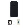 MARSİLYAN™- iPhone 15 Pro Max Kılıf Atlas Minimal Prime - Şeffaf Pasifik Cam Ekran Koruyucu + Turuncu PVD Metal Kamera Lens
