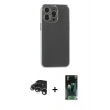 MARSİLYAN™- iPhone 15 Pro Max Kılıf Atlas Minimal Prime - Siyah 360 Mat Full Body Arka Koruyucu + Raze Metal Kamera Lens - GS