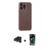MARSİLYAN™- iPhone 15 Pro Max Kılıf Atlas Minimal Prime - Siyah 360 Mat Full Body Arka Koruyucu + Raze Metal Kamera Lens - GS