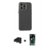 MARSİLYAN™- iPhone 15 Pro Max Kılıf Atlas Minimal Prime - Siyah 360 Mat Full Body Arka Koruyucu + Raze Metal Kamera Lens - TMGI