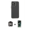 MARSİLYAN™- iPhone 15 Pro Max Kılıf Atlas Minimal Prime - Siyah 360 Mat Full Body Arka Koruyucu + PVD Metal Kamera Lens - TU