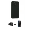 MARSİLYAN™- iPhone 15 Pro Max Kılıf Atlas Minimal Prime - Siyah 3D Antistatik Hayalet Cam Ekran Koruyucu + Raze Metal Kamera Lens - TMGI