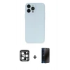 MARSİLYAN™- iPhone 15 Pro Max Kılıf Atlas Minimal Prime - Siyah 3D Antistatik Hayalet Cam Ekran Koruyucu + PVD Metal Kamera Lens - LT