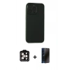 MARSİLYAN™- iPhone 15 Pro Max Kılıf Atlas Minimal Prime - Siyah 3D Antistatik Hayalet Cam Ekran Koruyucu + PVD Metal Kamera Lens - TU