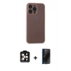 MARSİLYAN™- iPhone 15 Pro Max Kılıf Atlas Minimal Prime - Siyah 3D Antistatik Hayalet Cam Ekran Koruyucu + PVD Metal Kamera Lens - TU