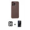 MARSİLYAN™- iPhone 15 Pro Max Kılıf Atlas Minimal Prime - Siyah 3D Antistatik Hayalet Cam Ekran Koruyucu + PVD Metal Kamera Lens - LT