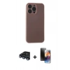 MARSİLYAN™- iPhone 15 Pro Max Kılıf Atlas Minimal Prime - Siyah 3D Antistatik Mat Seramik Nano Ekran Koruyucu + Lacivert Raze Metal Kamera Lens