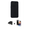MARSİLYAN™- iPhone 15 Pro Max Kılıf Atlas Minimal Prime - Siyah 3D Antistatik Mat Seramik Nano Ekran Koruyucu + Gümüş Raze Metal Kamera Lens