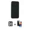 MARSİLYAN™- iPhone 15 Pro Max Kılıf Atlas Minimal Prime - Siyah 3D Antistatik Mat Seramik Nano Ekran Koruyucu + PVD Metal Kamera Lens - LT
