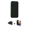 MARSİLYAN™- iPhone 15 Pro Max Kılıf Atlas Minimal Prime - Siyah 3D Antistatik Mat Seramik Nano Ekran Koruyucu + Lacivert Raze Metal Kamera Lens