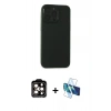MARSİLYAN™- iPhone 15 Pro Max Kılıf Atlas Minimal Prime - Siyah 3D Antistatik Seramik Nano Ekran Koruyucu + PVD Metal Kamera Lens - TU
