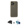 MARSİLYAN™- iPhone 15 Pro Max Kılıf Atlas Minimal Prime - Siyah 3D Antistatik Seramik Nano Ekran Koruyucu + Raze Metal Kamera Lens - GS