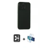 MARSİLYAN™- iPhone 15 Pro Max Kılıf Atlas Minimal Prime - Siyah 3D Antistatik Seramik Nano Ekran Koruyucu + PVD Metal Kamera Lens - SH