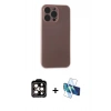 MARSİLYAN™- iPhone 15 Pro Max Kılıf Atlas Minimal Prime - Siyah 3D Antistatik Seramik Nano Ekran Koruyucu + PVD Metal Kamera Lens - TU