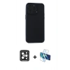 MARSİLYAN™- iPhone 15 Pro Max Kılıf Atlas Minimal Prime - Siyah 3D Antistatik Seramik Nano Ekran Koruyucu + PVD Metal Kamera Lens - SH