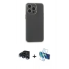 MARSİLYAN™- iPhone 15 Pro Max Kılıf Atlas Minimal Prime - Siyah 3D Antistatik Seramik Nano Ekran Koruyucu + Raze Metal Kamera Lens - LT