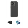 MARSİLYAN™- iPhone 15 Pro Max Kılıf Atlas Minimal Prime - Siyah 3D Antistatik Seramik Nano Ekran Koruyucu + Raze Metal Kamera Lens - SH